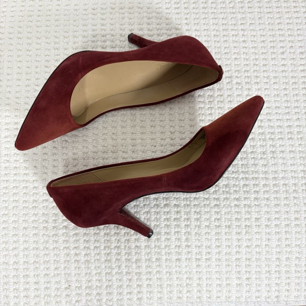 Michael Kors Dorothy Flex Suede Pumps Maroon Burgundy Pointed Toe Heels Size 8